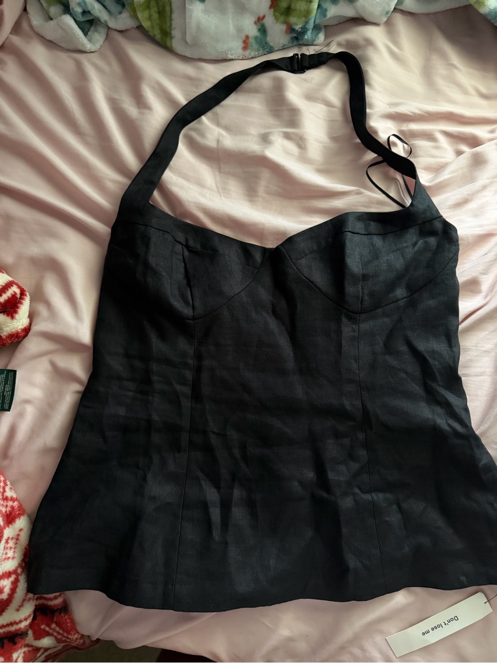 Reformation Black Halter Bustier Tank Top